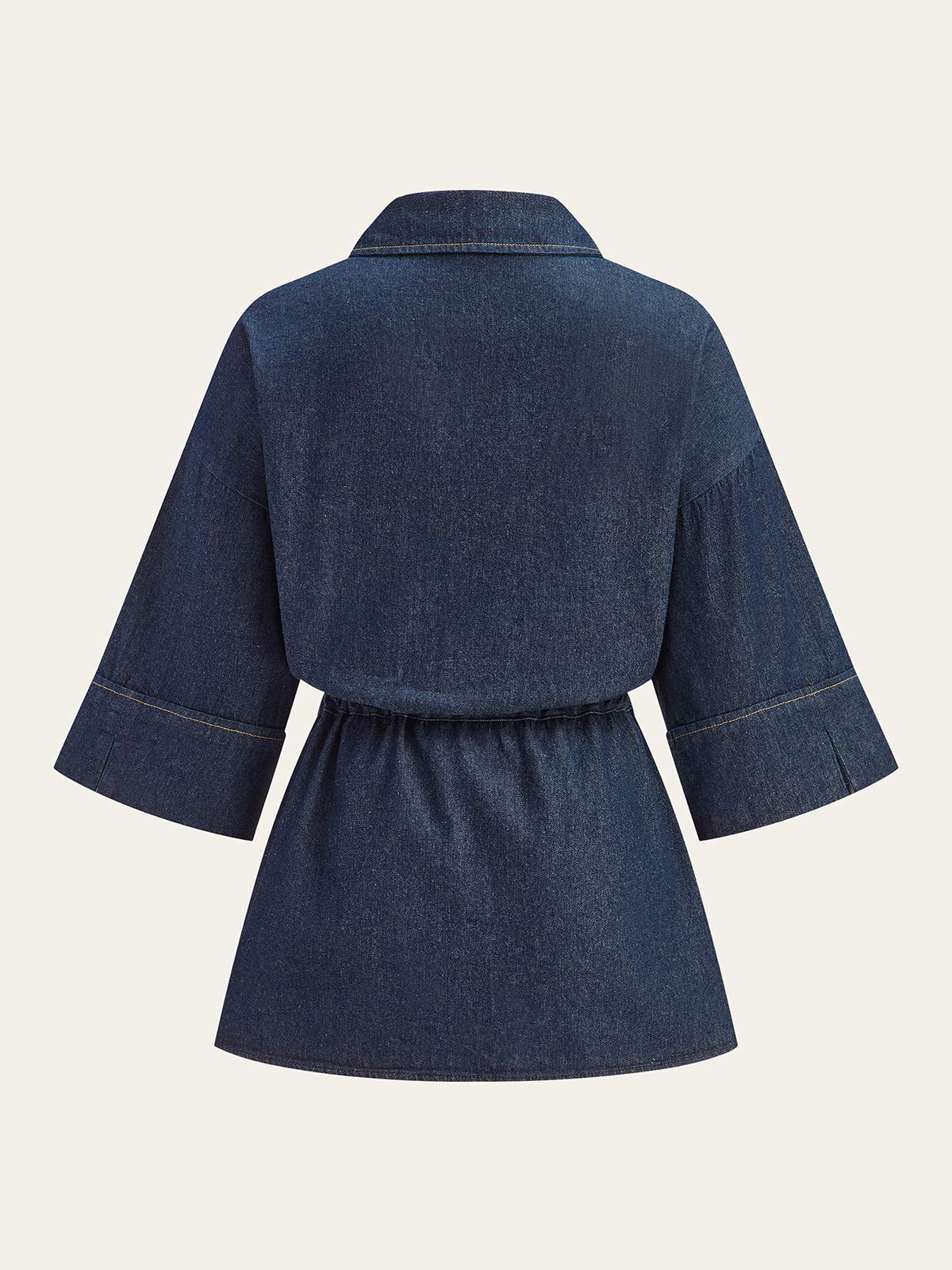 Chemise longue en jean à taille élastiquée avec cordon de serrage 