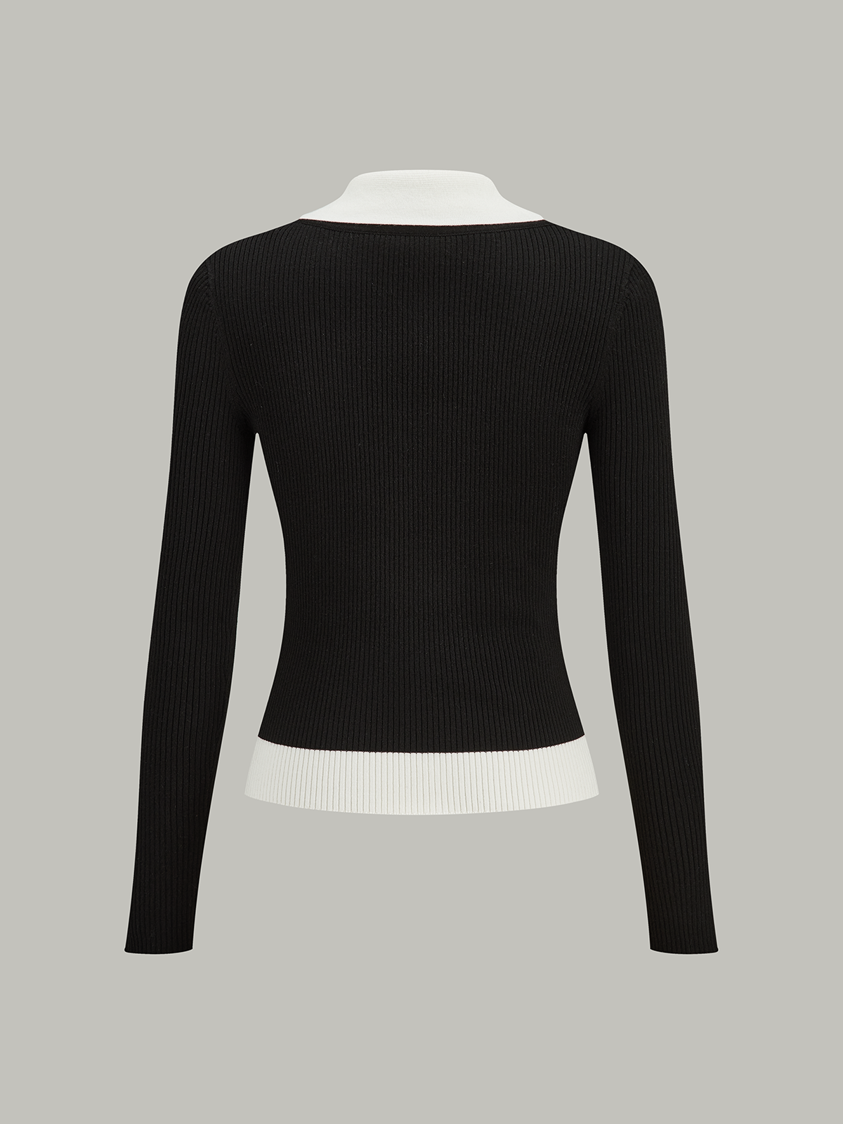 Contrast Trim Collared Knit Cardigan