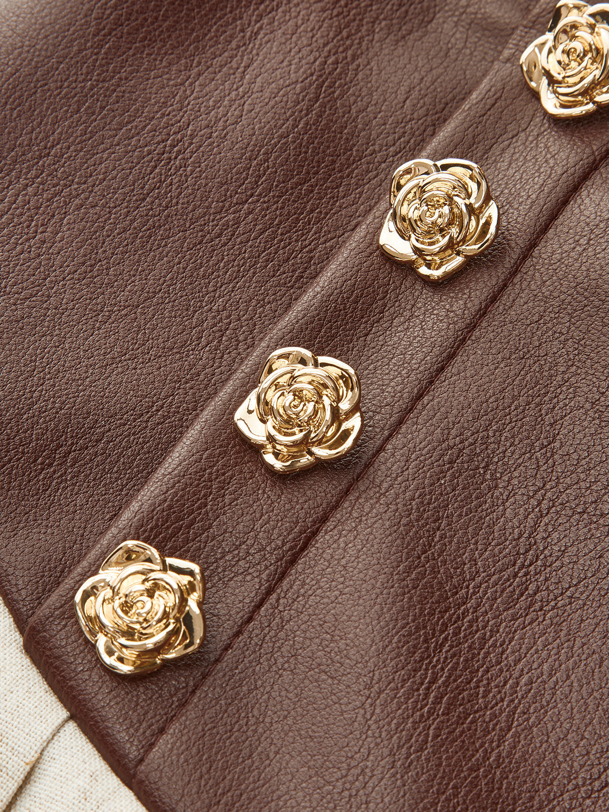 Minirock aus Baumwolle und Leinen mit Falten aus PU-Einsätzen 