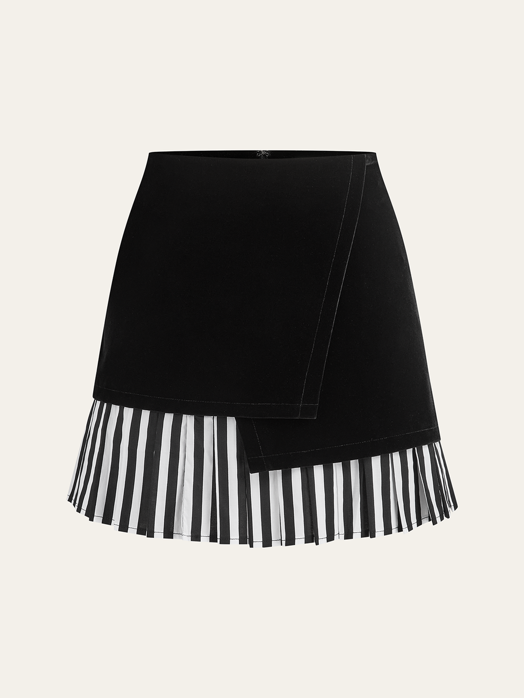 Mini-jupe asymétrique à ourlet rayé contrastant