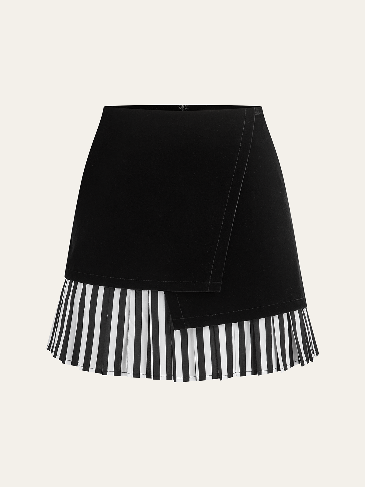 Asymmetric Contrast Striped Hem Mini Skirt