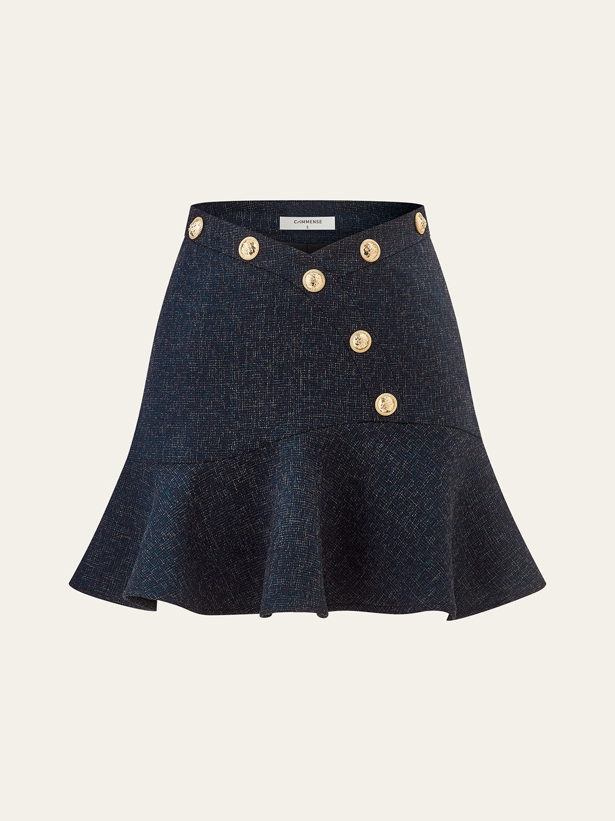 Metal Detail Ruffled Hem Mini Skirt