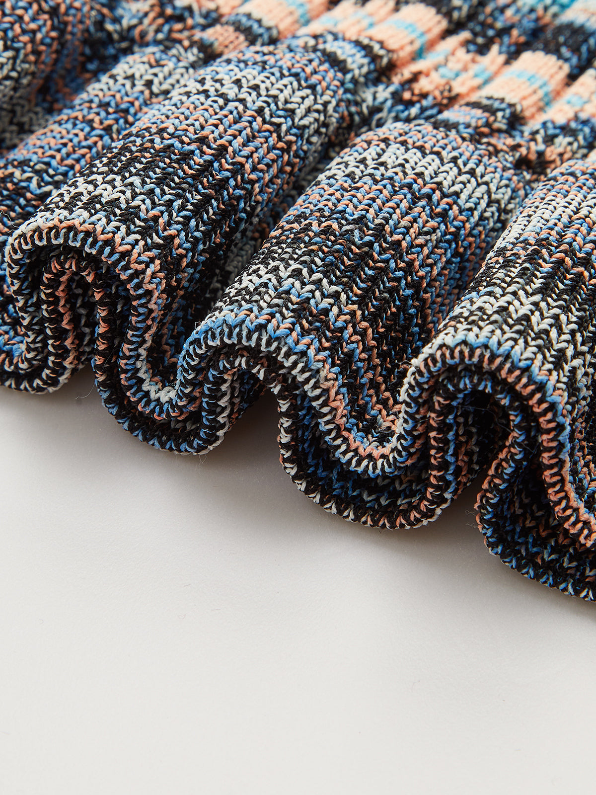 Ruffled Hem Colorful Striped Knit Top