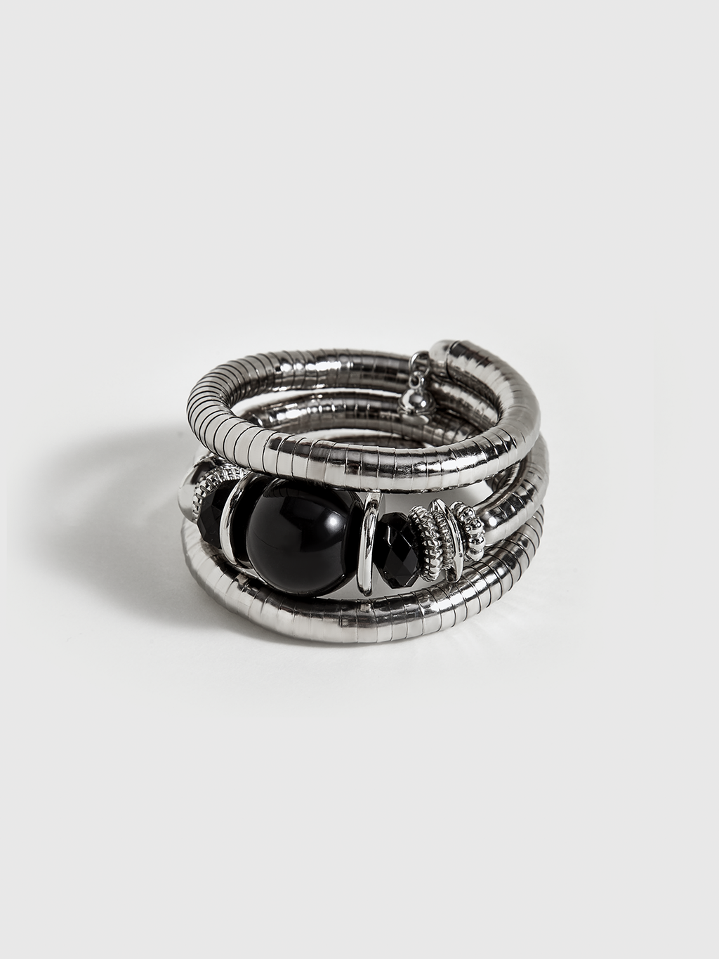 Schwarzes Achat Elastisches Mehrschichtiges Armband