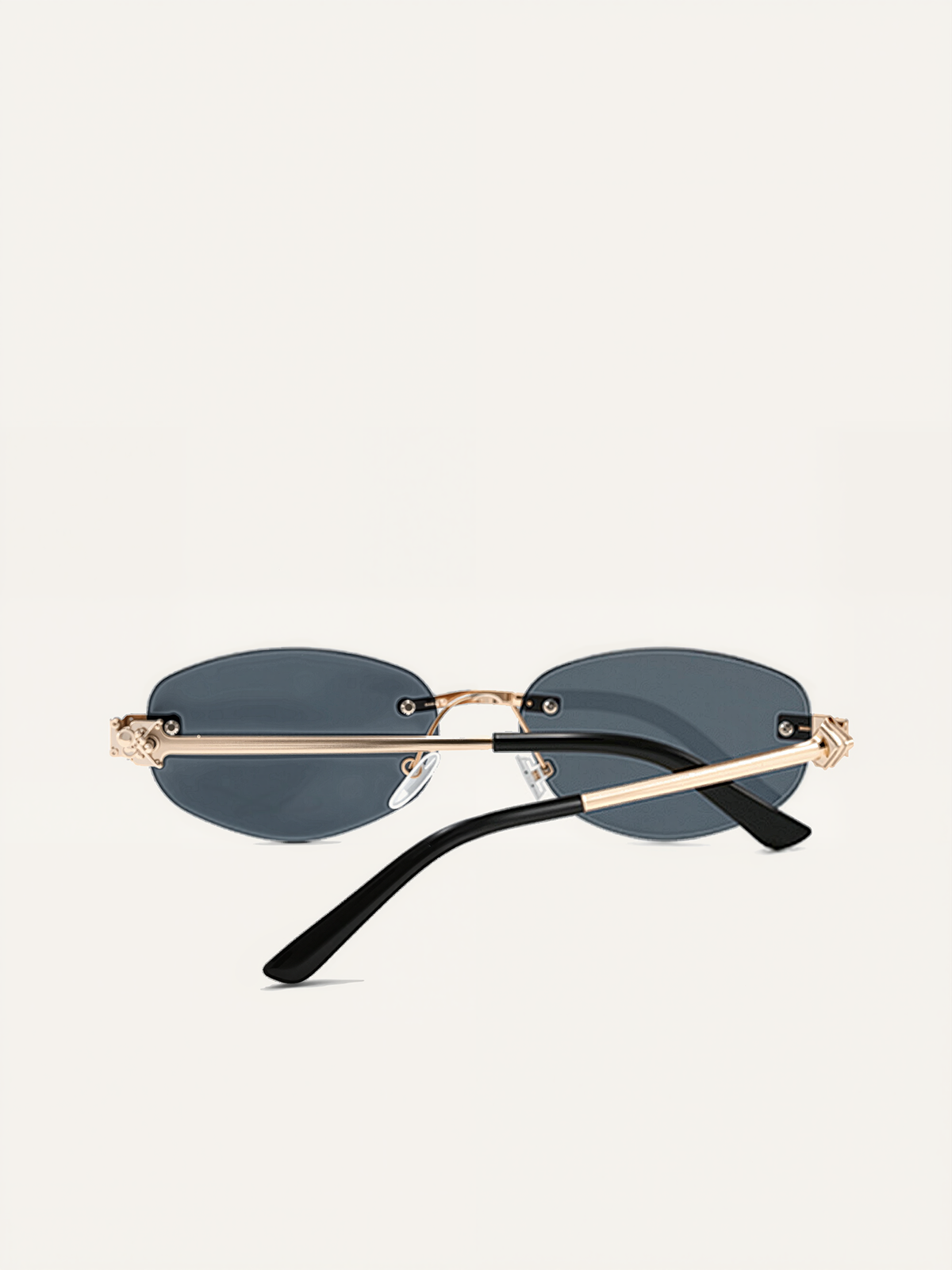 Golden Rimless Oval Sunglasses