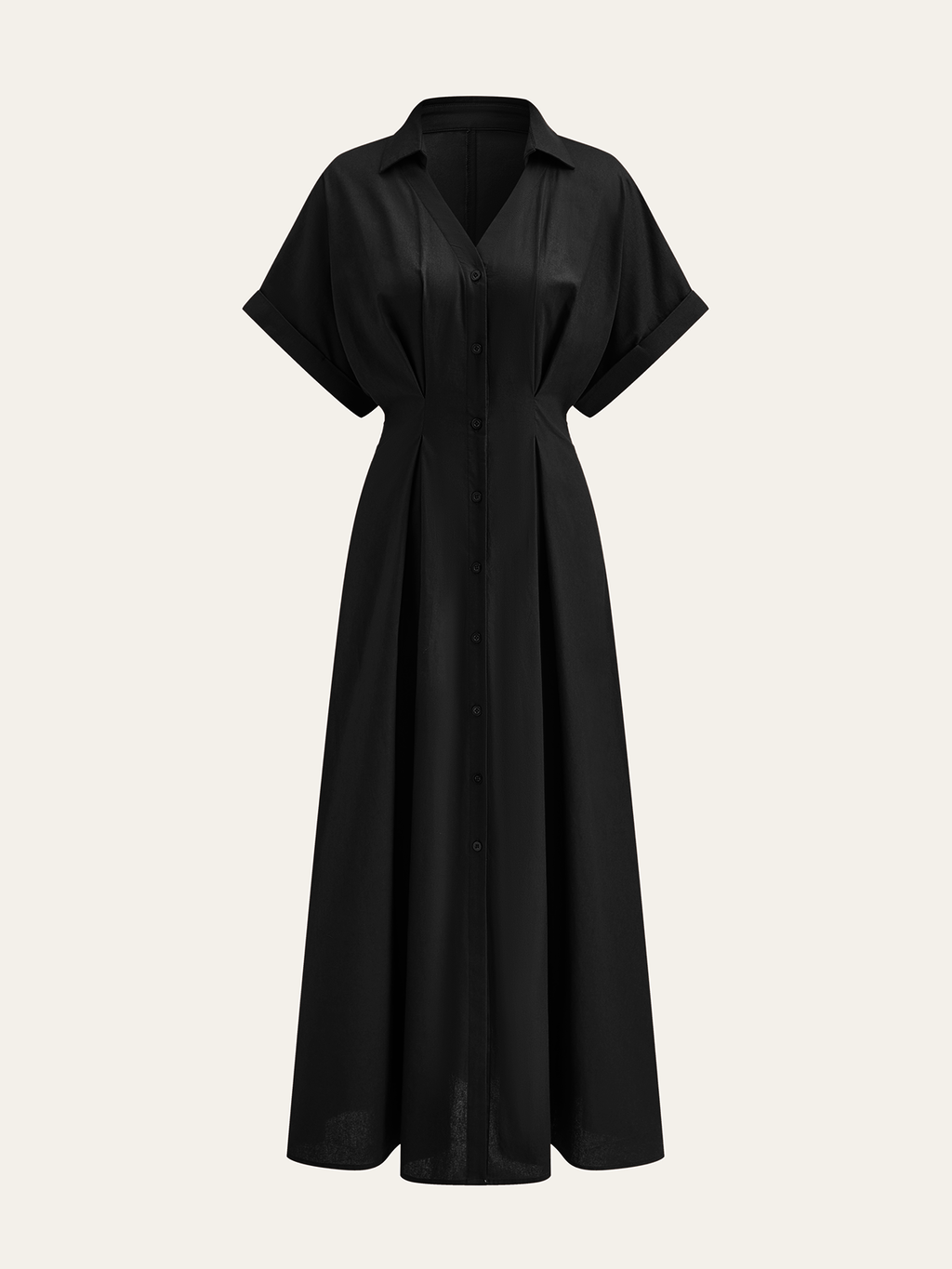 Plissiertes Hemdblusenkleid mit Knopfleiste