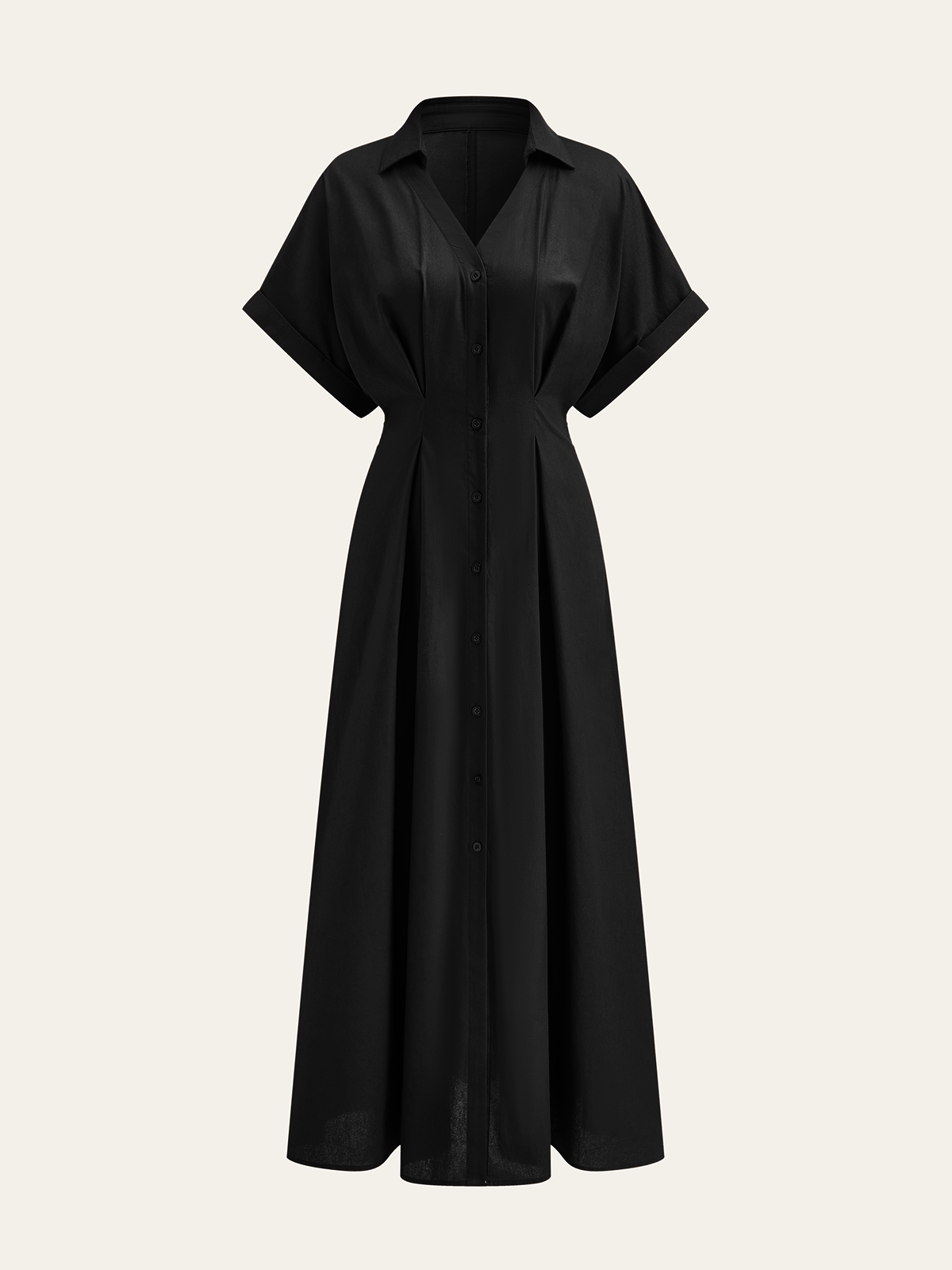 Plissiertes Hemdblusenkleid mit Knopfleiste
