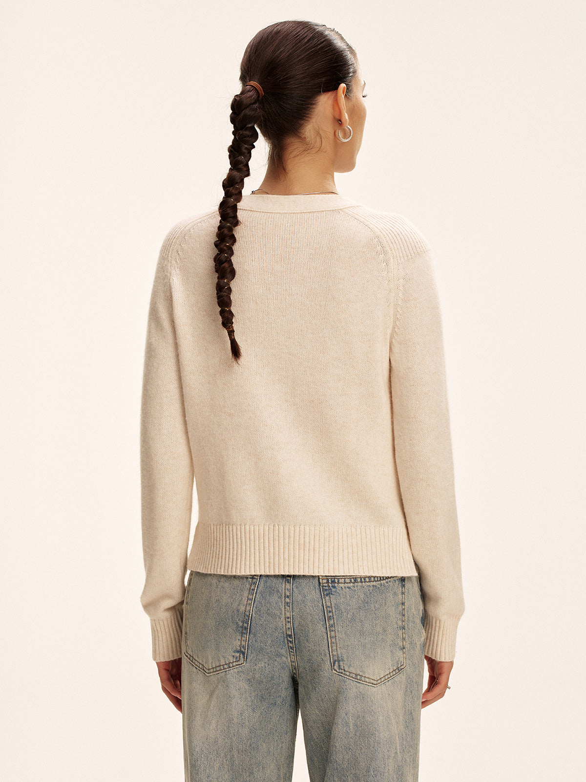 V-Neck Wool Blend Cardigan