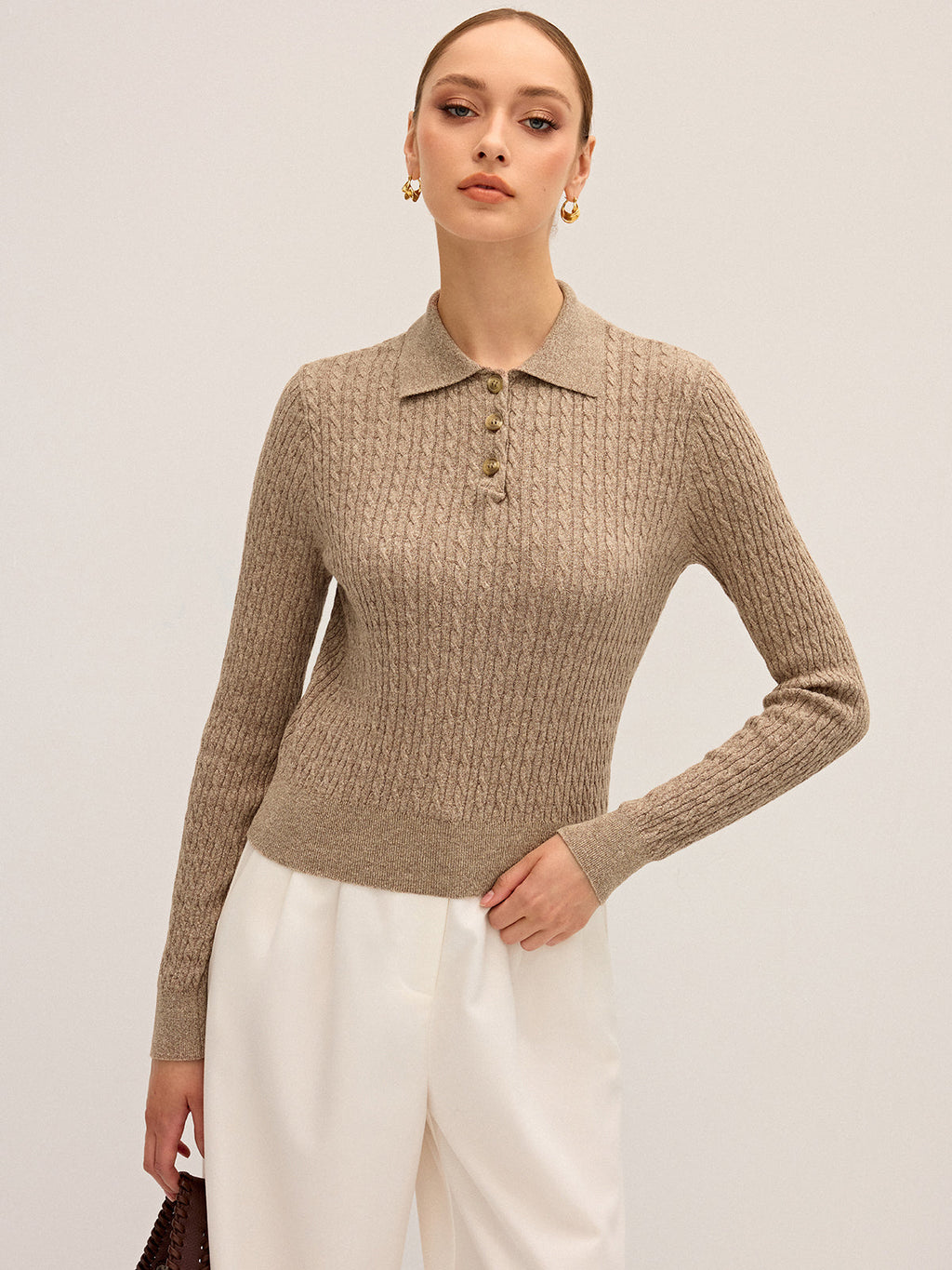 Pull à col en coton torsadé