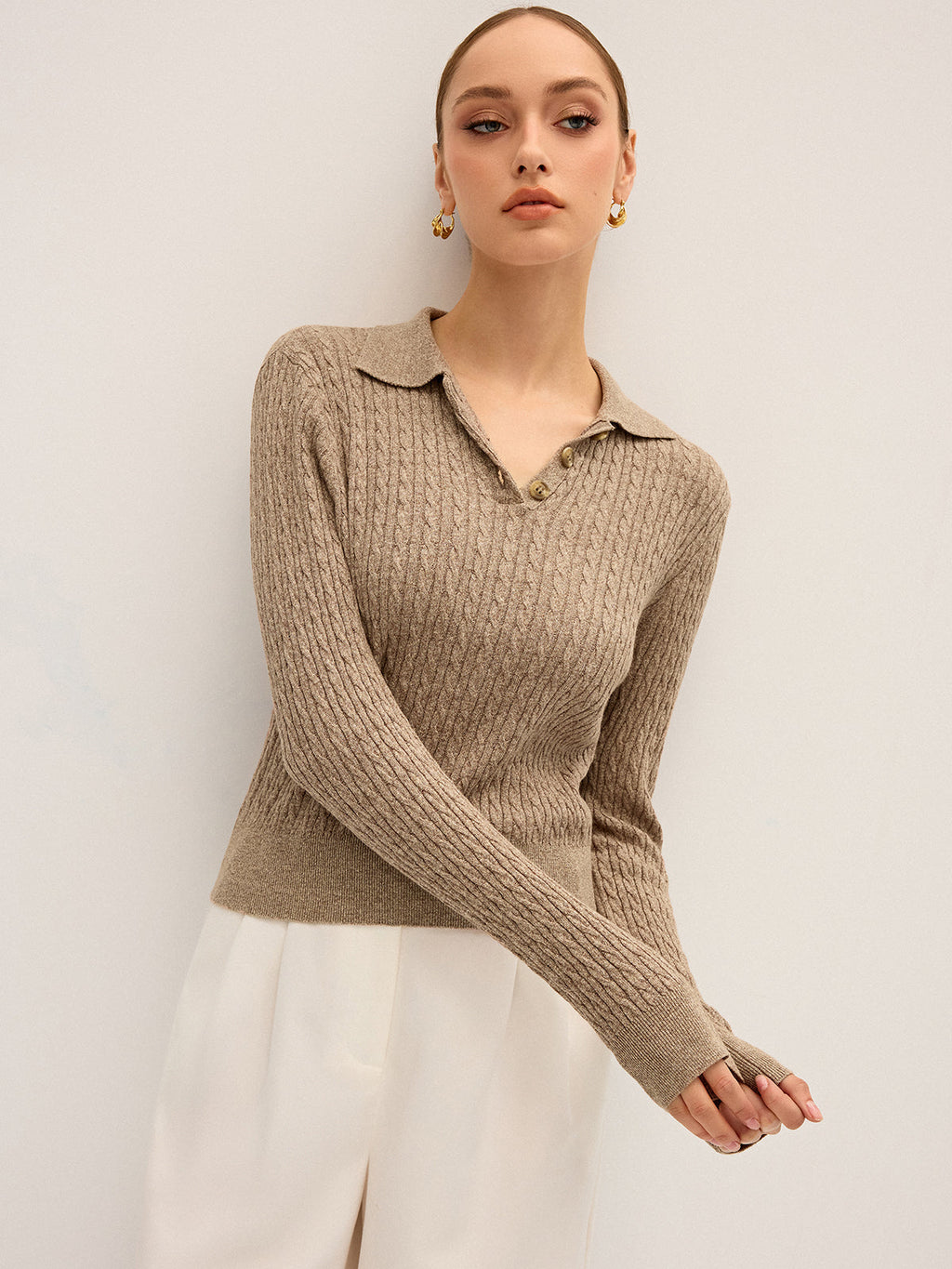 Pull à col en coton torsadé