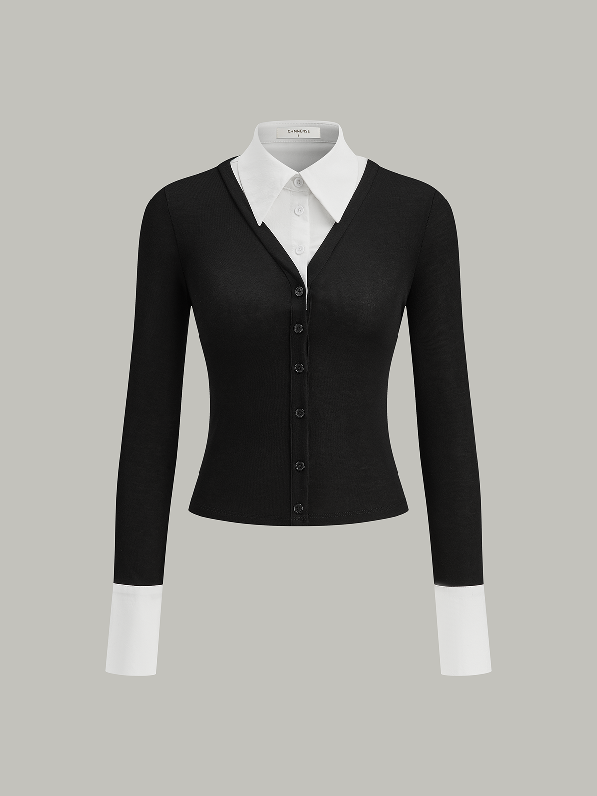 2 in 1 Contrast Collar and Cuff Shirt