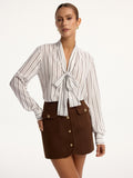 Gestreiftes Langarmshirt mit Schleifenkragen