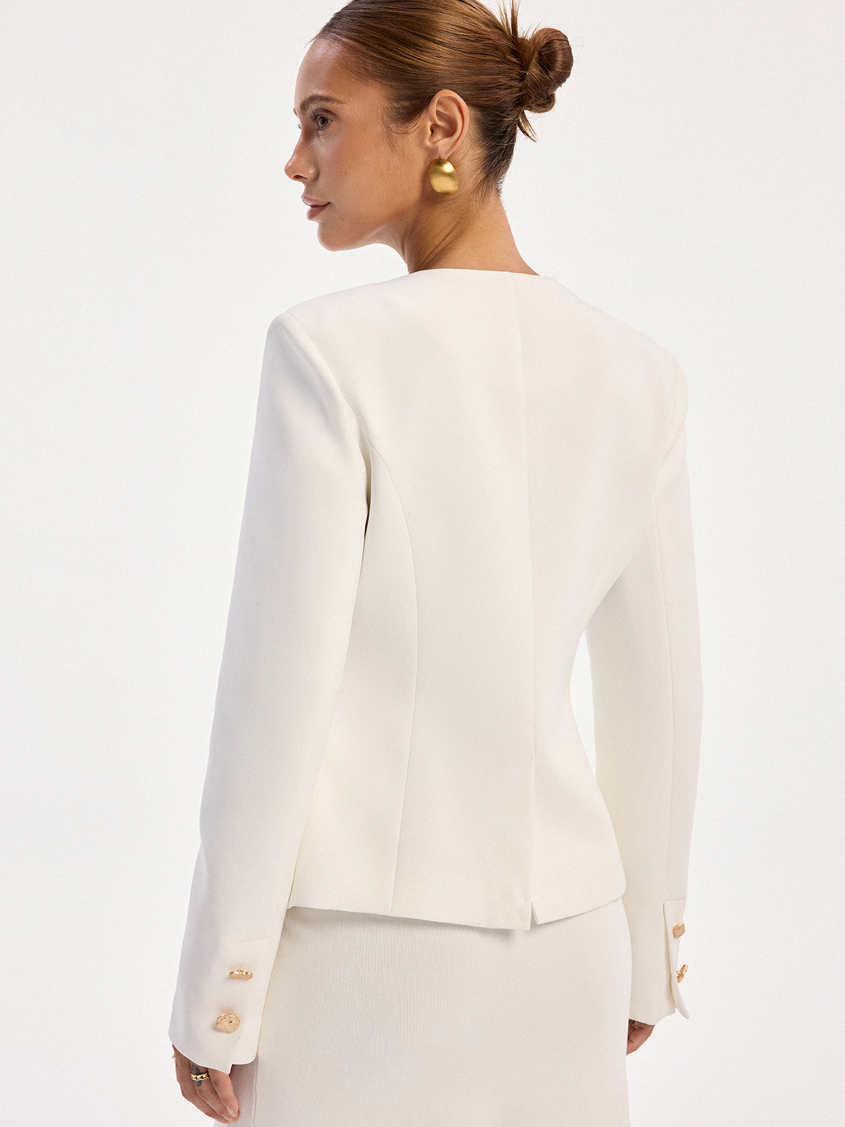 Metal Button Long Sleeve Blazer