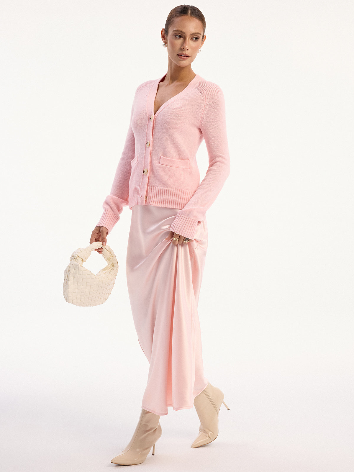 Satin-Maxirock mit hohem Bund 