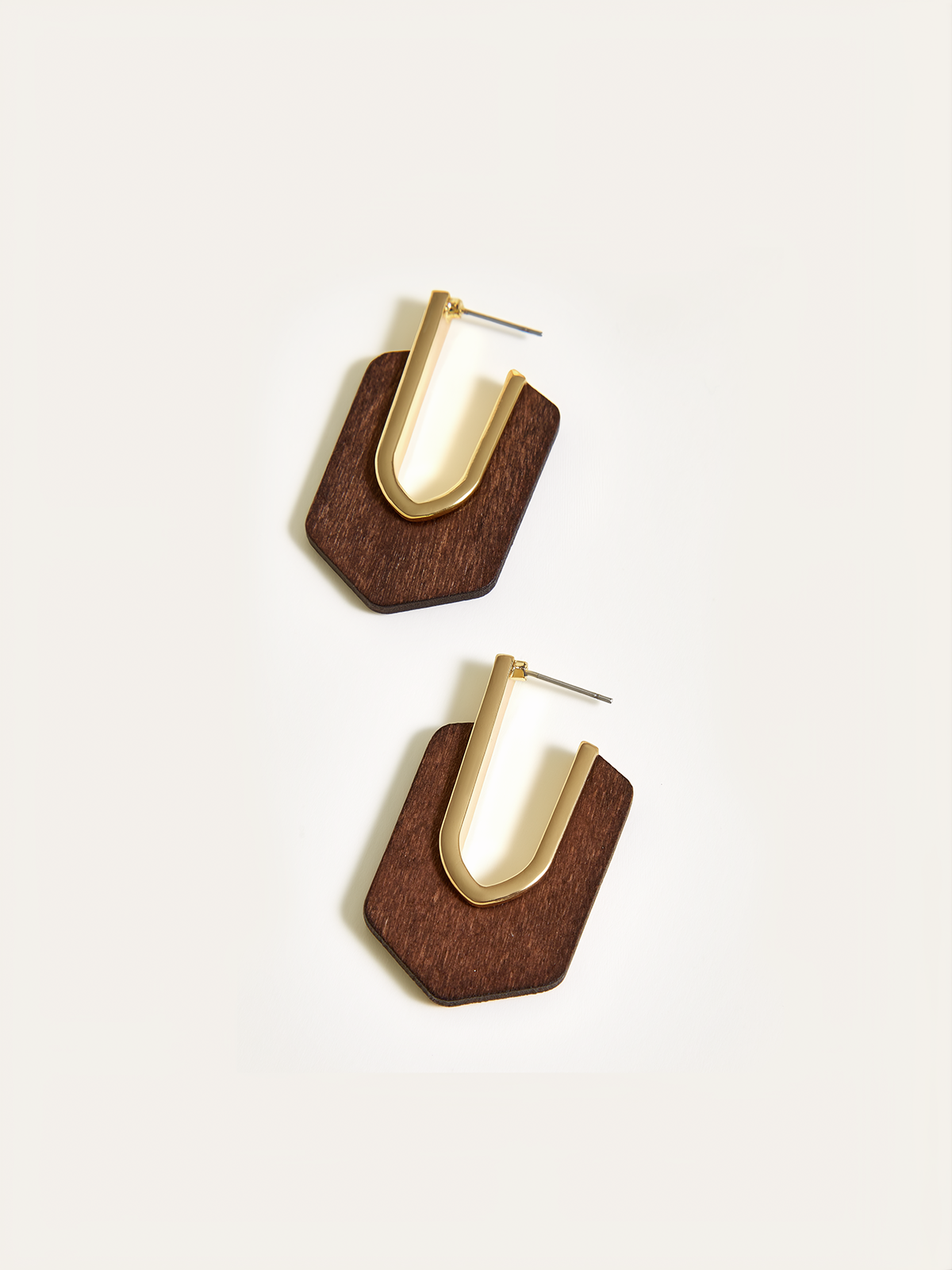 Wood Geometric Earrings