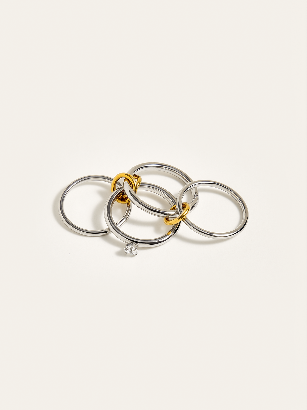 Bague bicolore à plusieurs niveaux avec accent de diamant