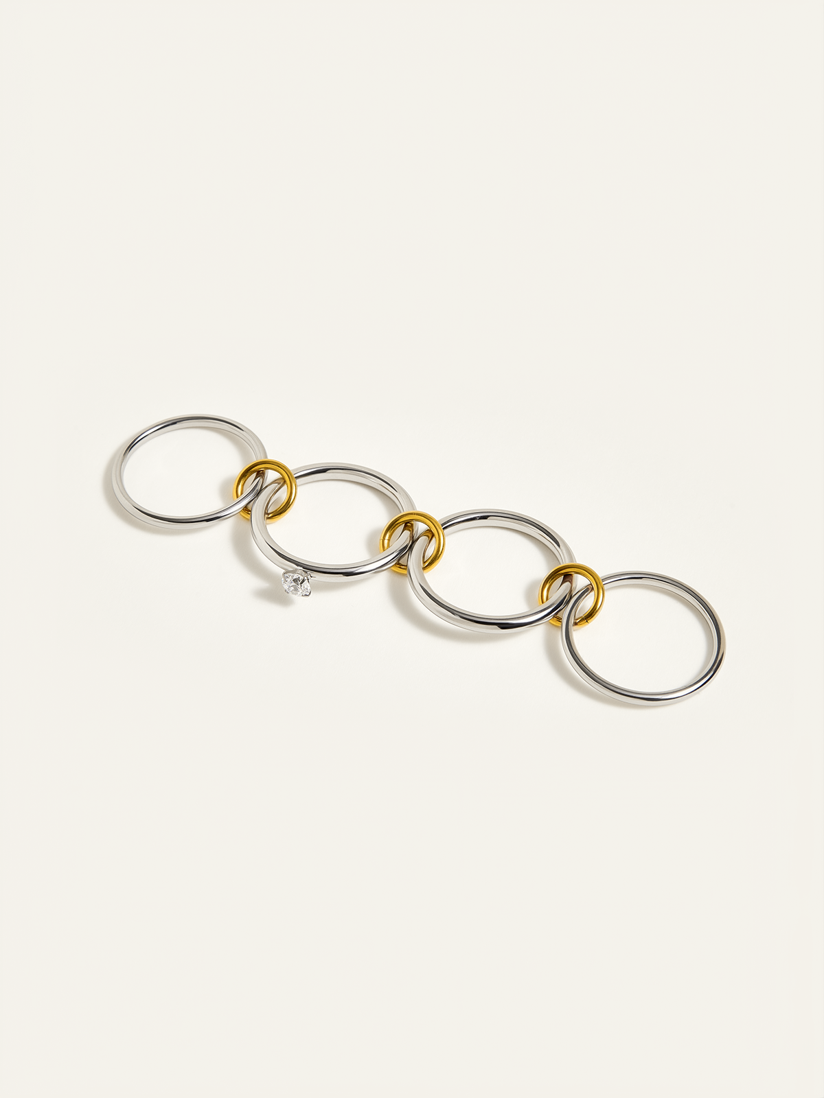 Bague bicolore à plusieurs niveaux avec accent de diamant