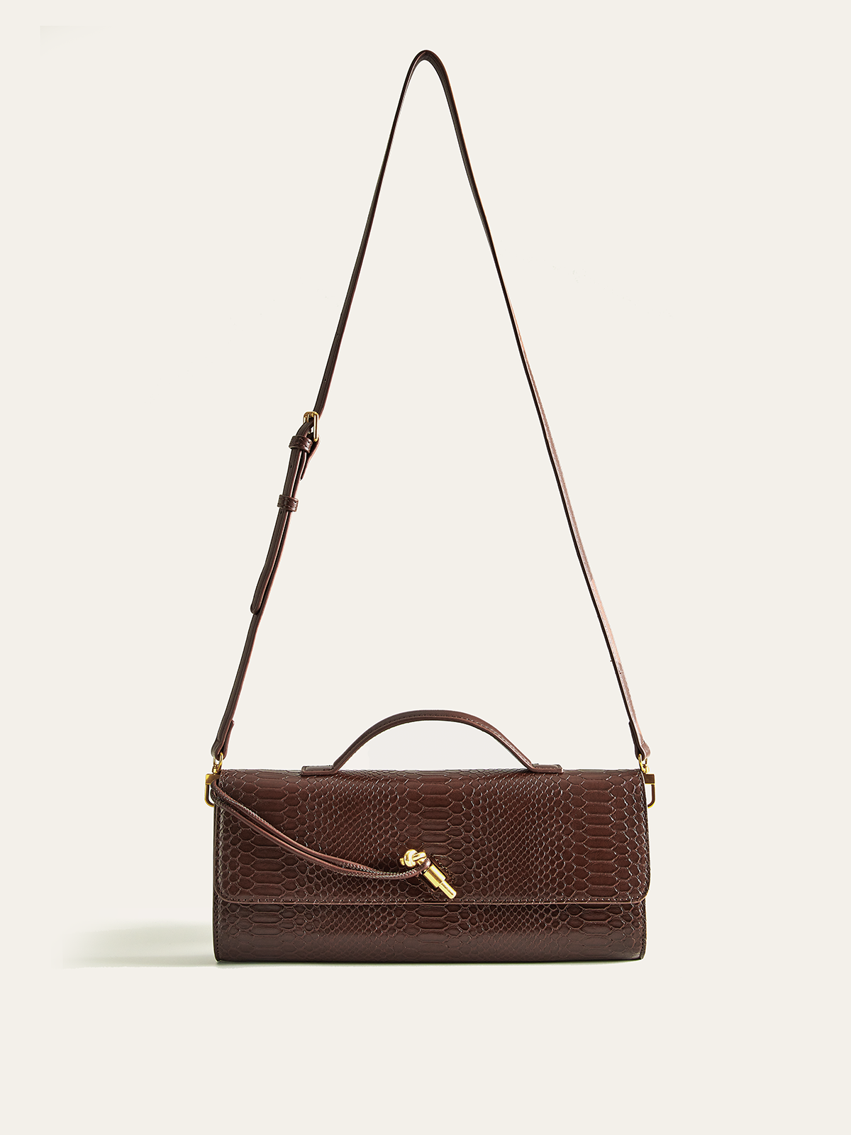 Tasche aus PU-Leder mit Krokodilprägung 