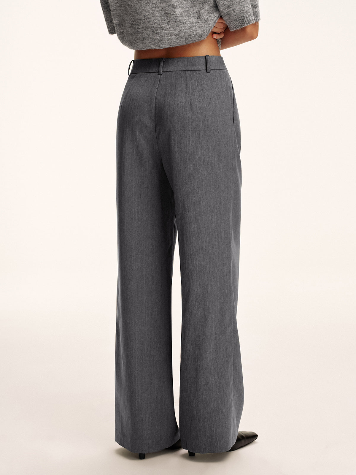 Pantalon plissé en mélange de coton sans ceinture 