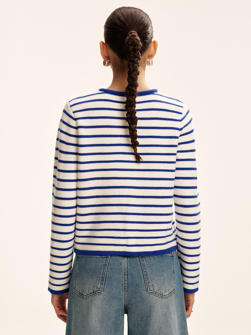 Gilet en maille contrastée à rayures