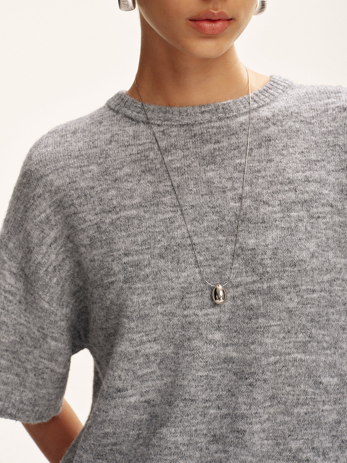 Pull à manches courtes en laine mélangée 