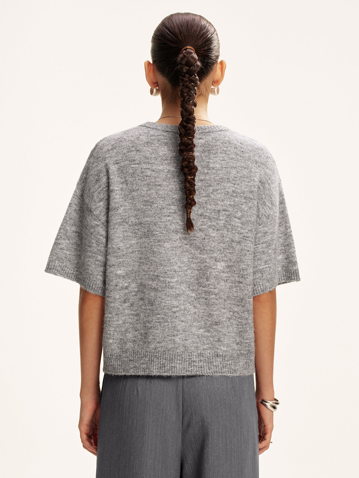 Pull à manches courtes en laine mélangée 