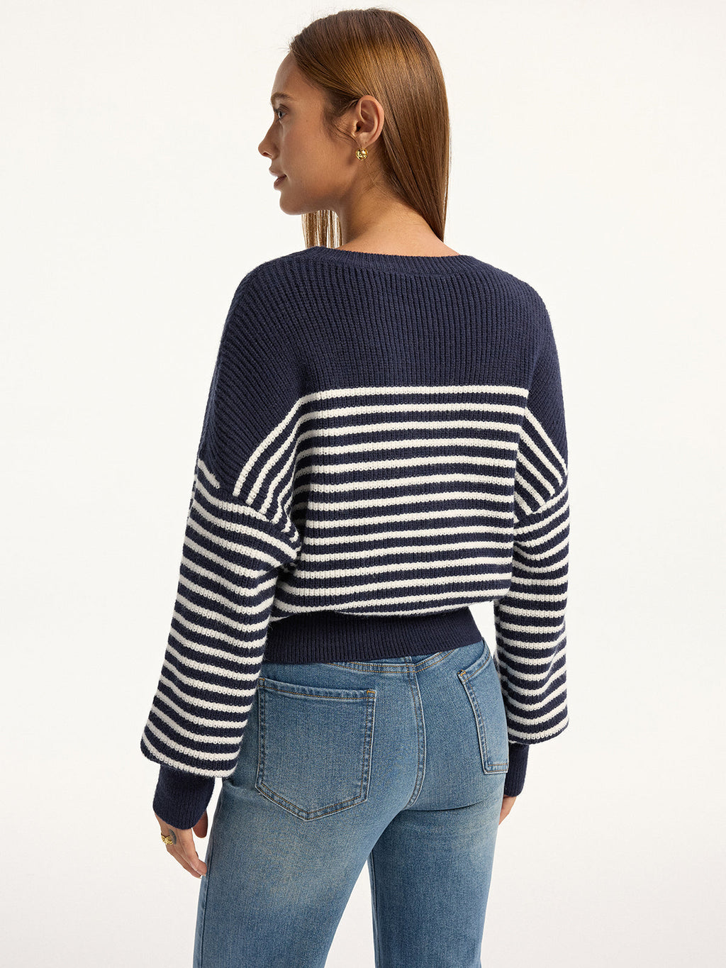 Gerippter Pullover mit Streifen