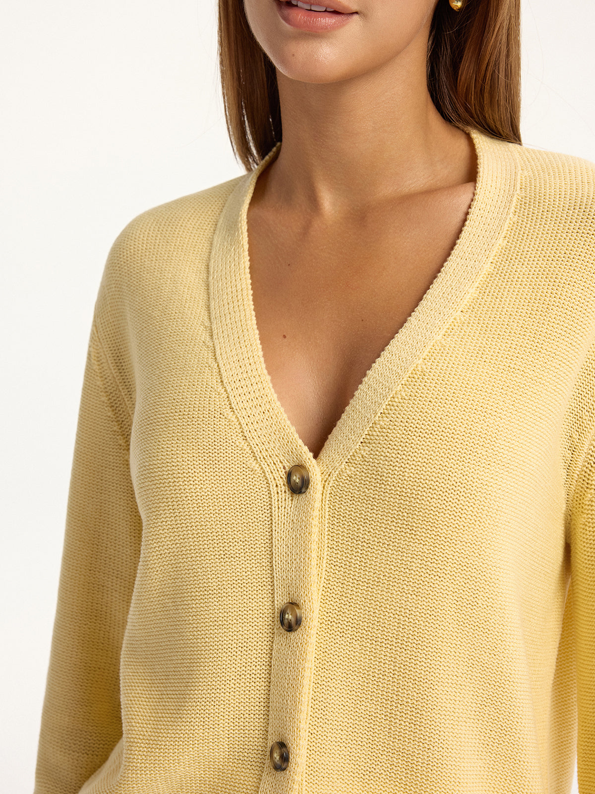 V-Ausschnitt Strickjacke mit Knöpfen