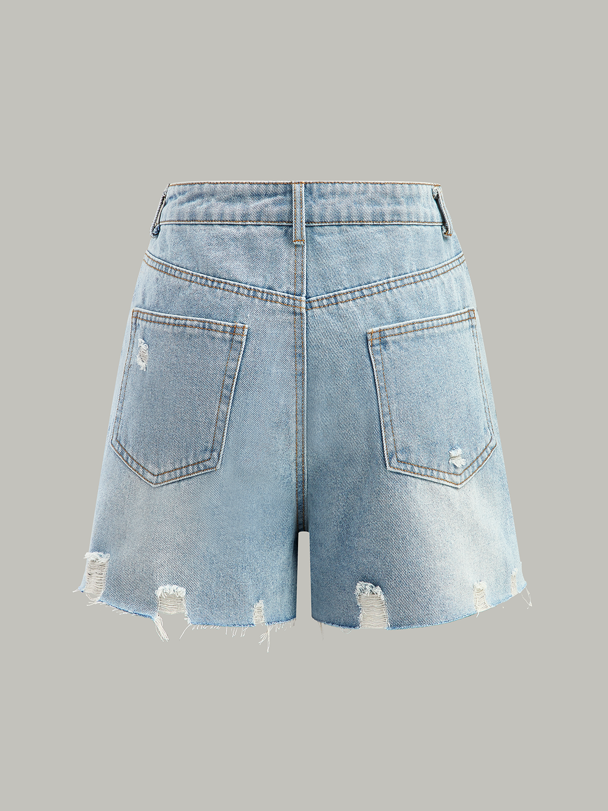 Asymmetrische Jeansshorts im Used-Look 