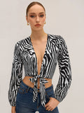 Zebra-Print-Oberteil mit Bindedetail vorne