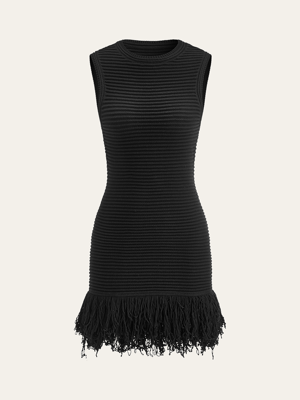 Robe pull sans manches à franges