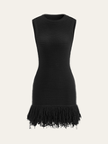 Robe pull sans manches à franges