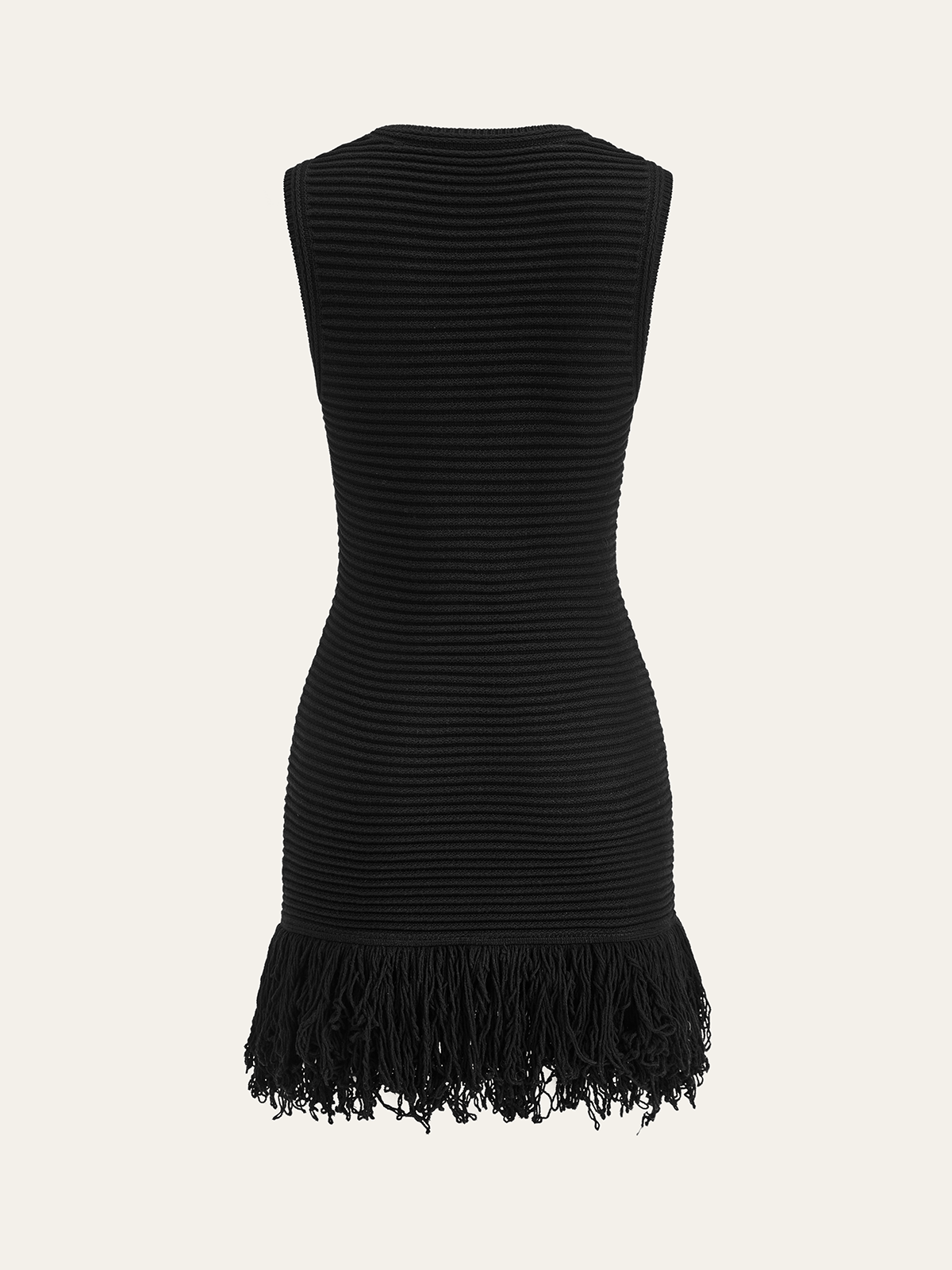 Sleeveless Fringe Hem Sweater Dress
