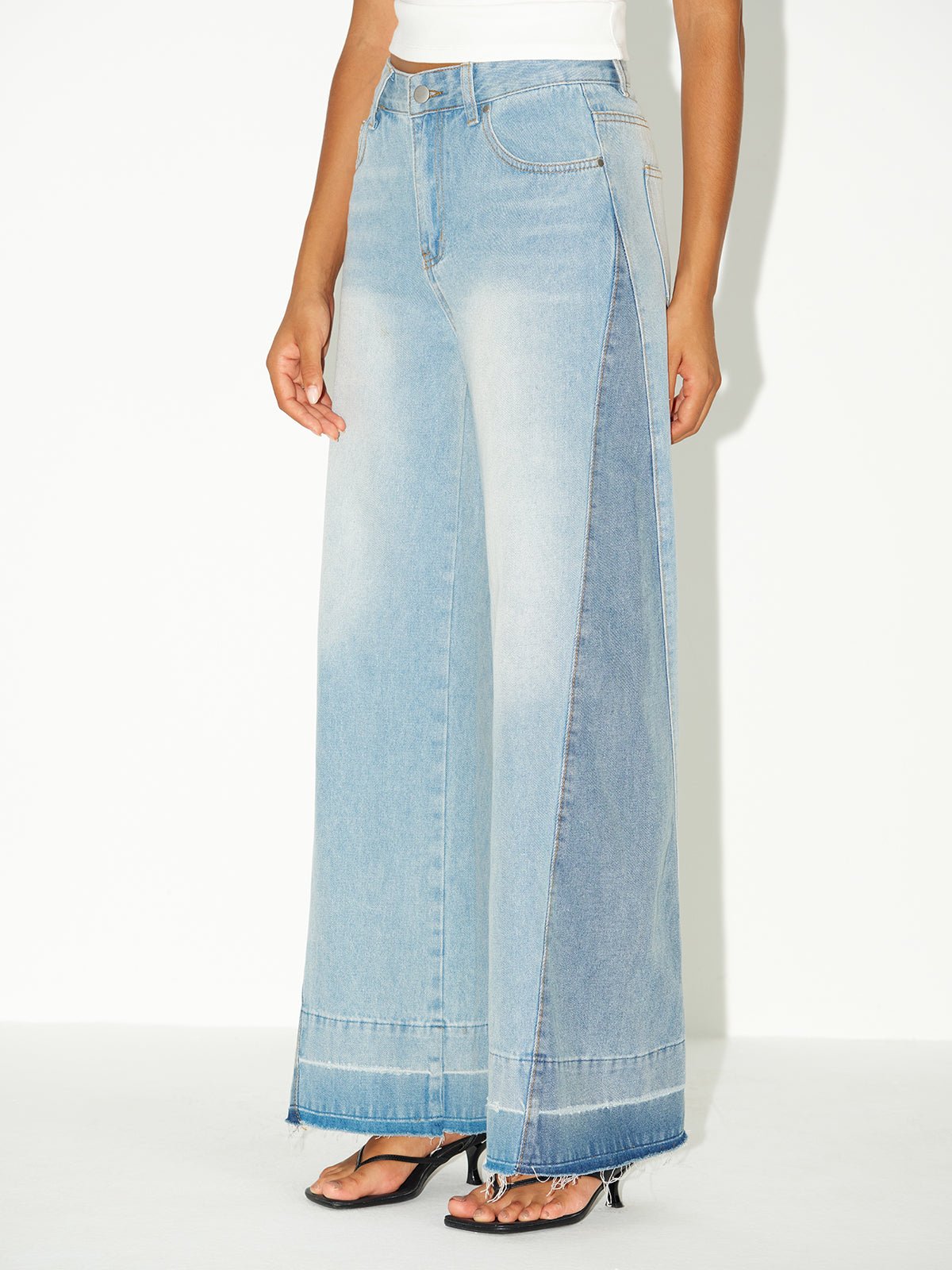 Wide-Leg Jeans mit Kontrasteinsätzen