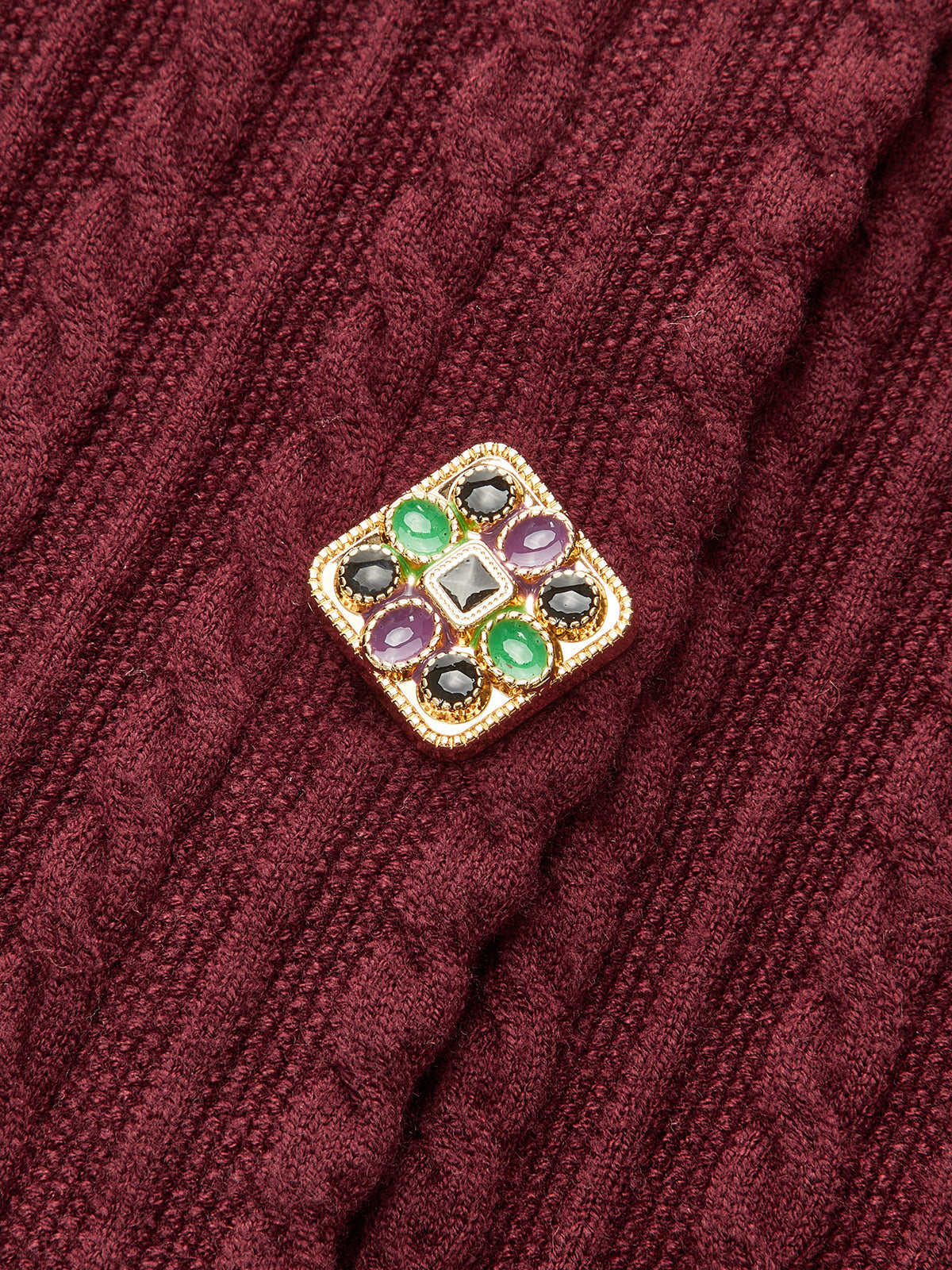 Metal Detail Cable Knit Cardigan