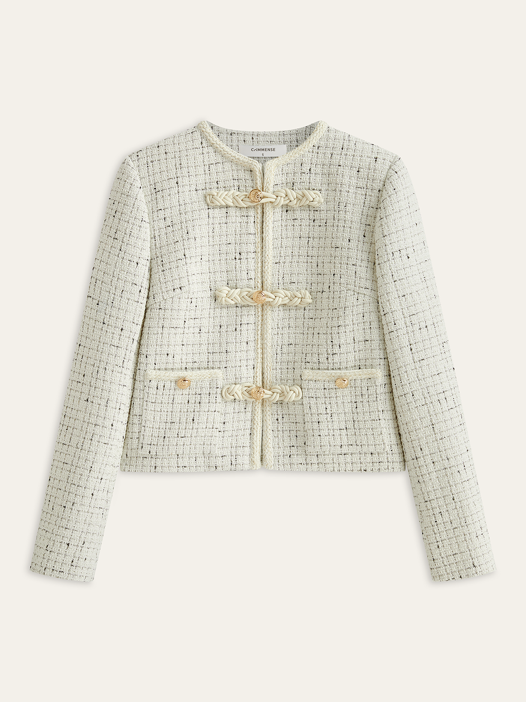 Tweed-Jacke mit Metall-Detail und Knotenknopf