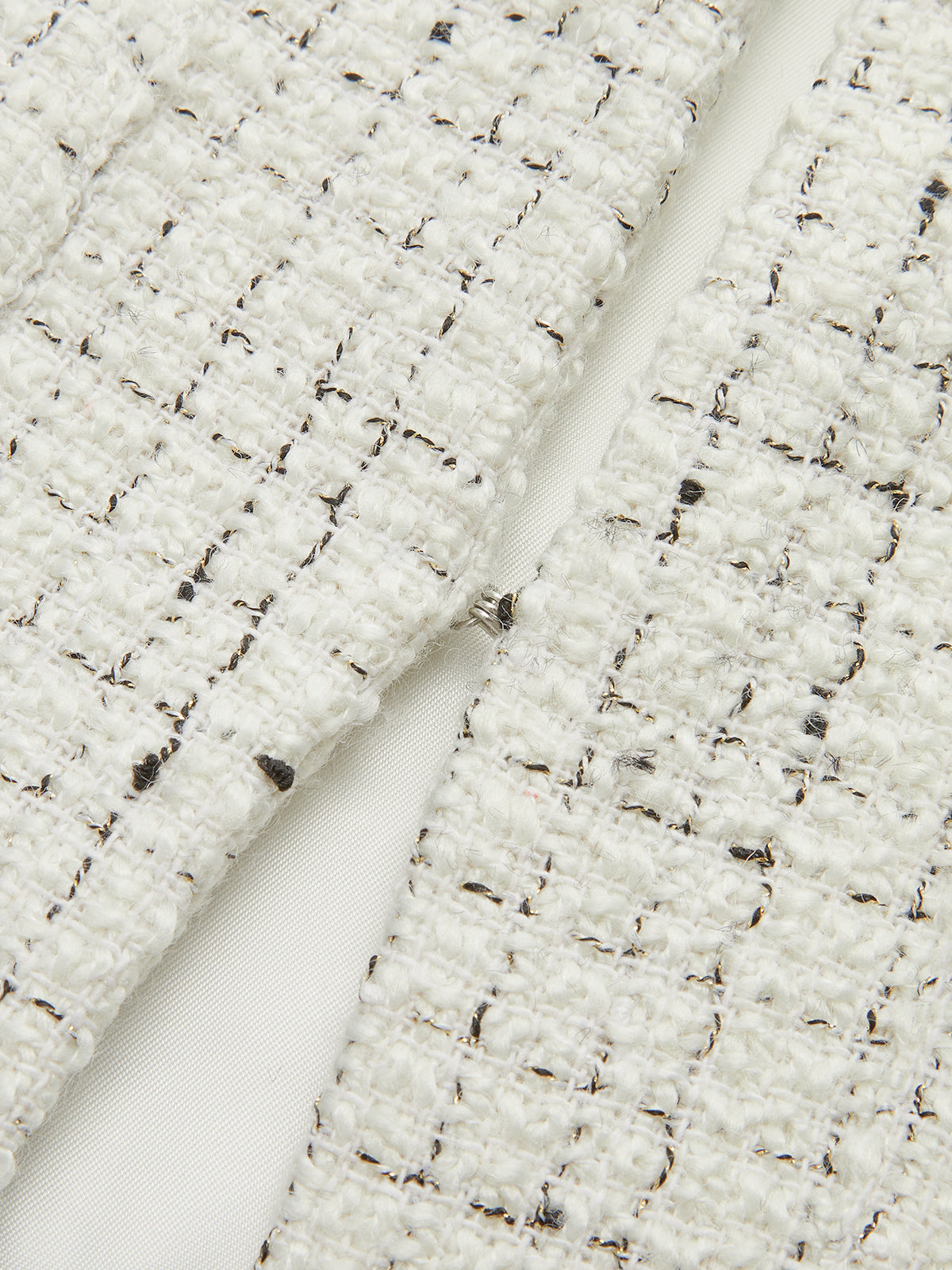 Metal Detail Knot Button Tweed Jacket