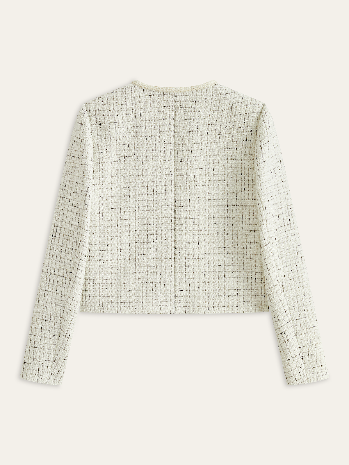 Metal Detail Knot Button Tweed Jacket