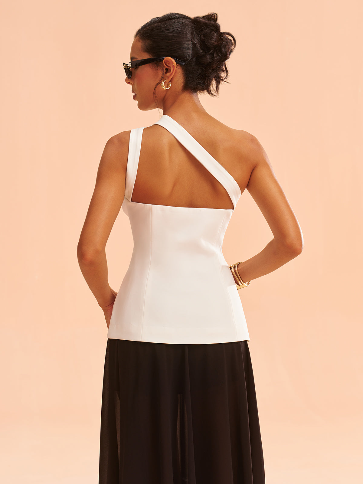 One-Shoulder Asymmetric Button Vest