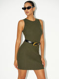 Geripptes Bodycon-Kleid ohne Gürtel