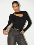 Cut-Out Long-Sleeve Knit Top