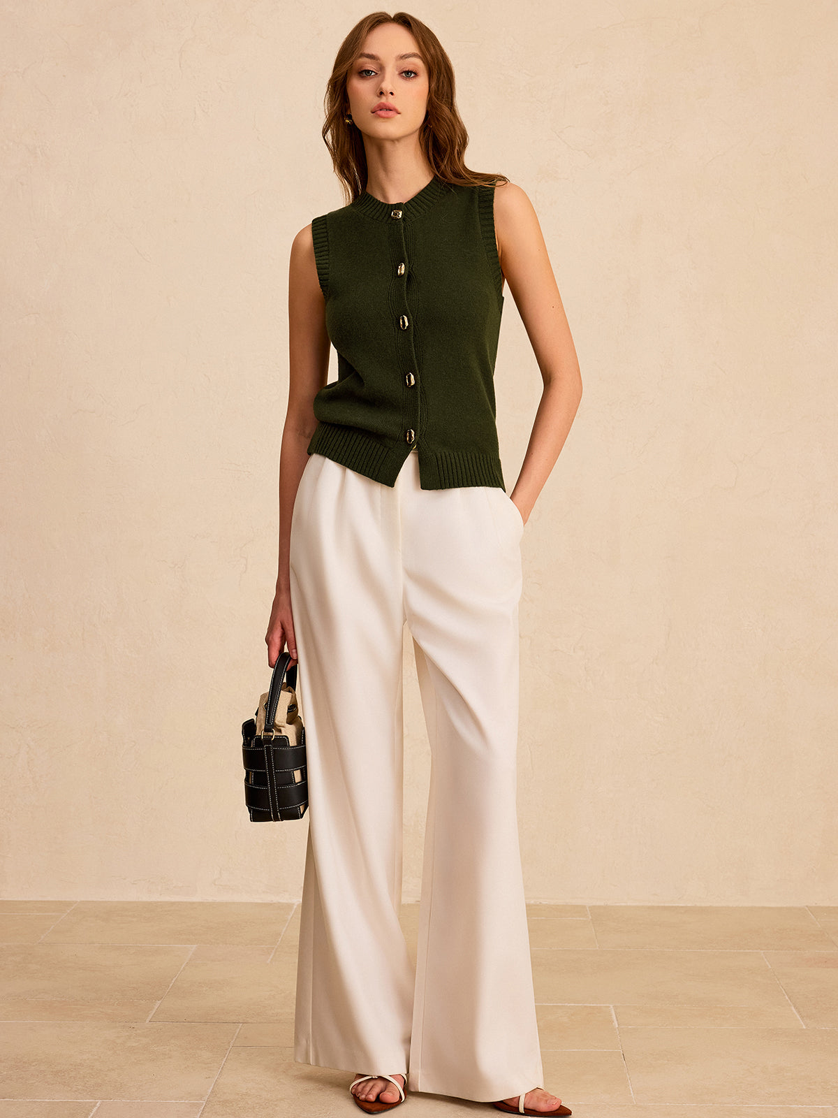 Metal Button Knit Vest