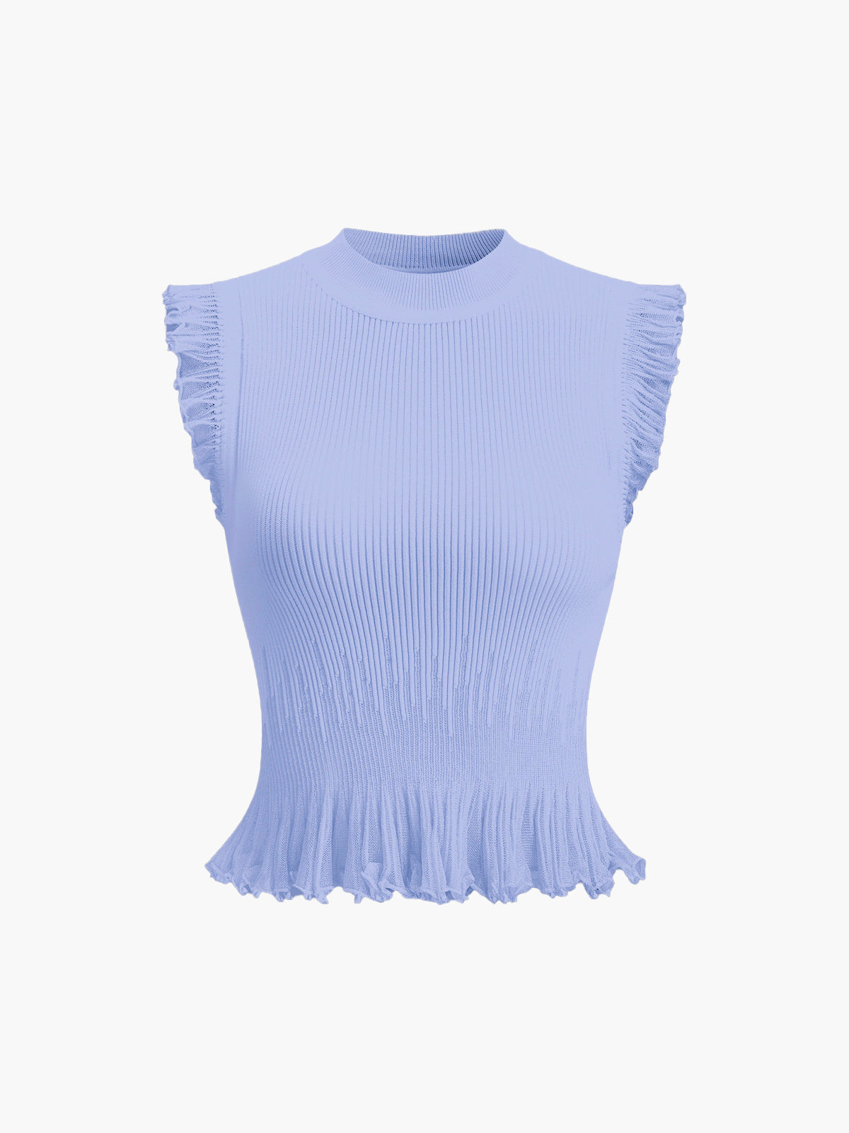 Ribbed Knit Ruffle Top
