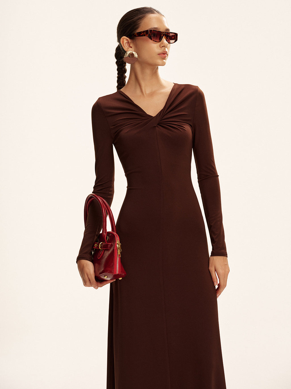 Twist Long Sleeve Maxi Dress
