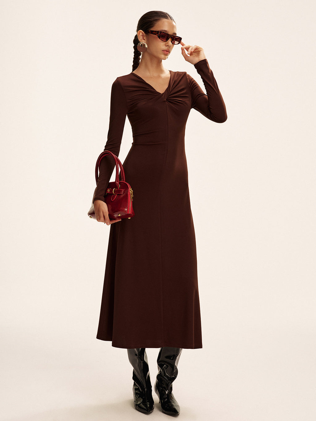 Twist Long Sleeve Maxi Dress