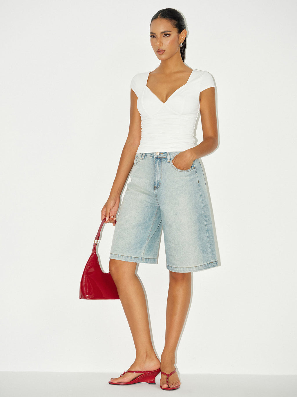 Denim Bermuda Shorts mit mittlerer Leibhöhe