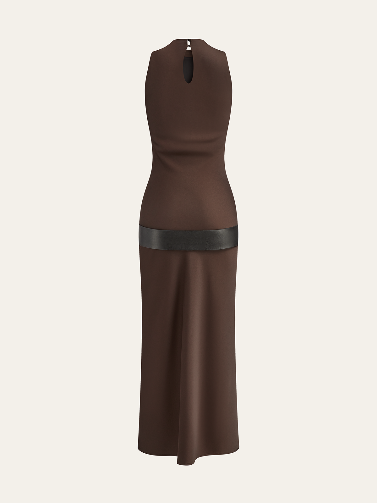 Robe midi en satin à col bénitier avec ceinture