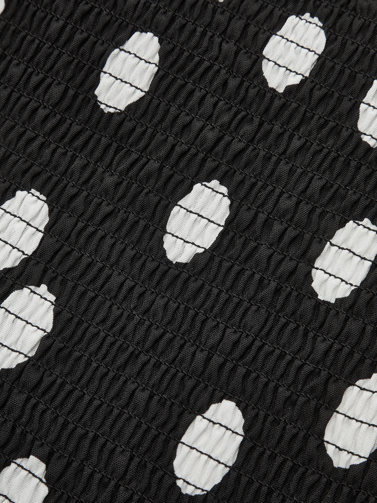 Trägerloses Polka-Dot Maxikleid mit Raffungen