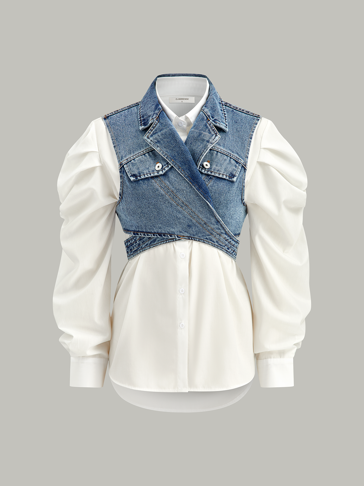 Puff-Sleeve Button-Down Shirt