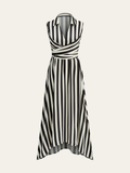 Striped Collared Sleeveless Maxi Dress